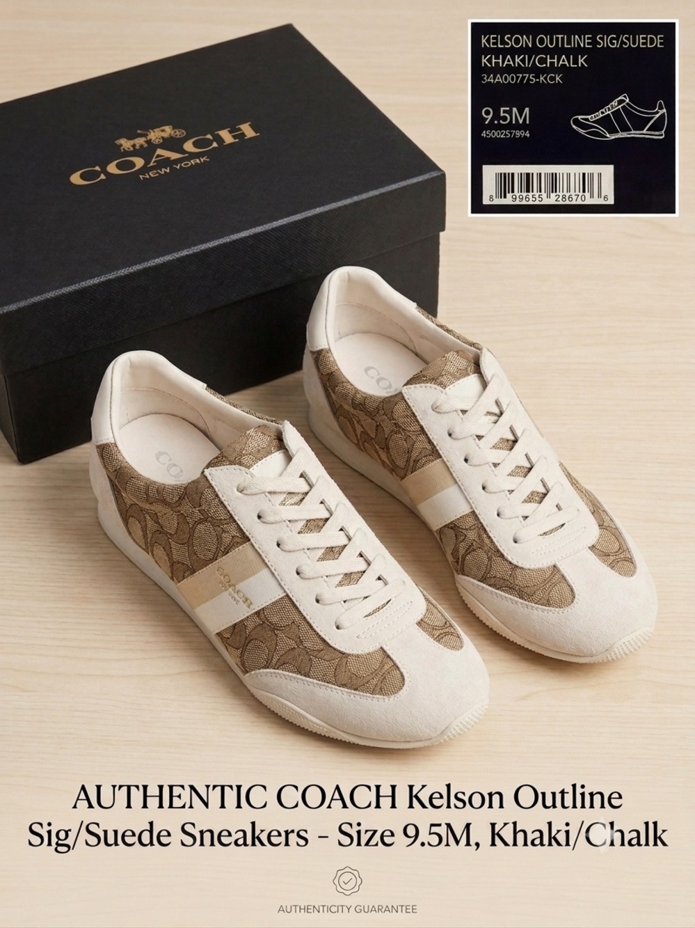 COACH Kelson Outline Sneakers in Khaki and Chalk